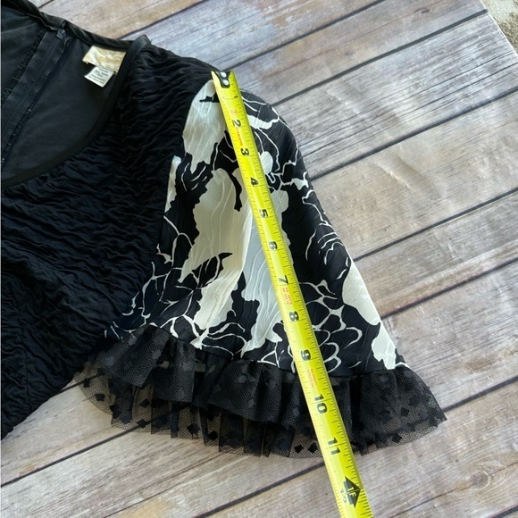 Lorrie Kabala Attitudes Dress 80s Party Dress Black White Flounces Layered - Picture 9 of 16